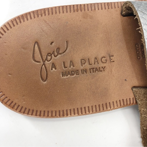 Joie A La Plage Metallic Silver Flat Sandals Womens 41 Straps - Picture 7 of 9